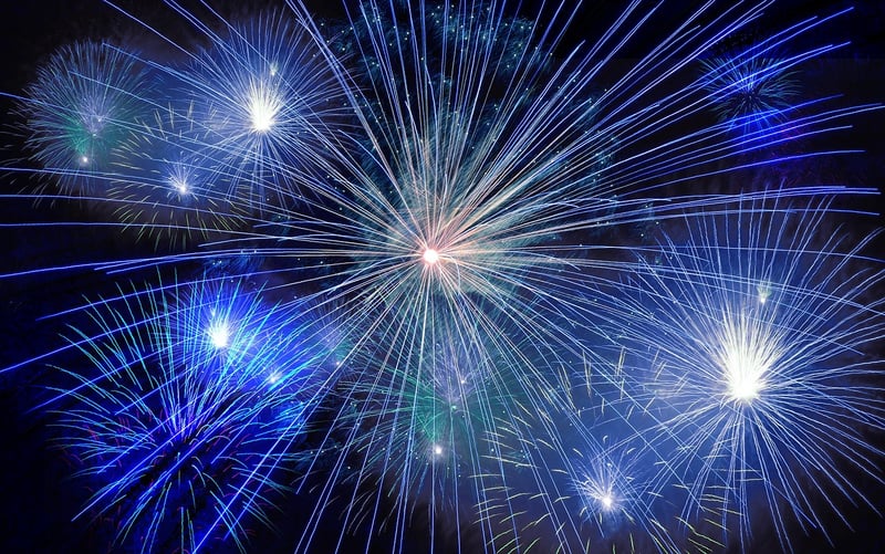 Outdoor Movie Night with Fireworks Display